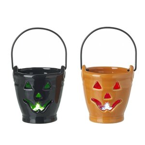 Ceramic Pumpkin Bucket T Light Mix