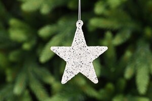 Champagne Glittered Glass Hanging Star Decoration 8cm