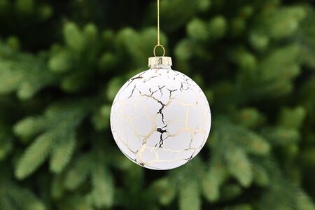 Cream Glass Ball with Gold Crackle Effect 8cm