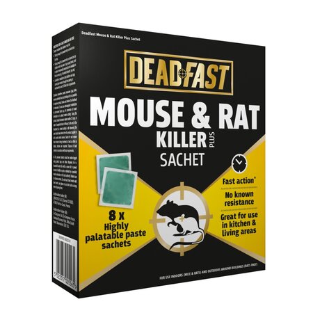 Deadfast Mouse & Rat Killer Plus Sachets 8 Paste Baits