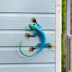 Decorative Metal Gecko - Azure
