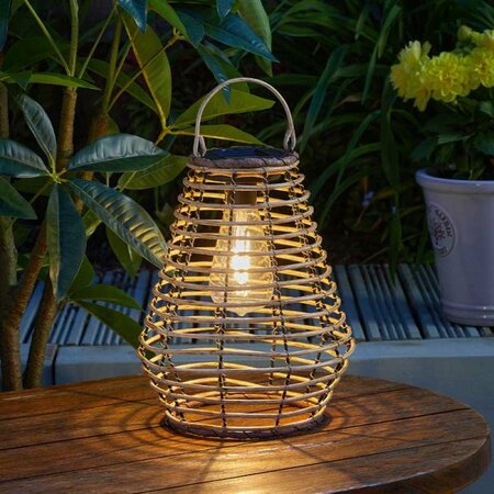 Faux Rattan Maris Solar Lantern - Natural - image 1
