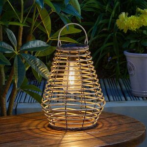 Faux Rattan Maris Solar Lantern - Natural - image 1