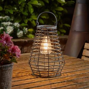 Faux Rattan Maris Solar Lantern - Natural - image 2