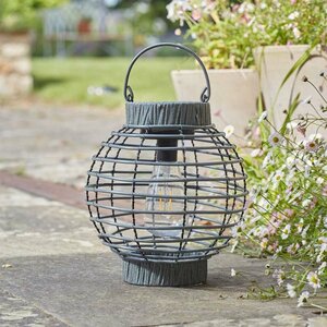 Faux Rattan Terra Solar Lantern - Natural - image 2