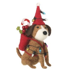 Felt Dog In Santa Hat