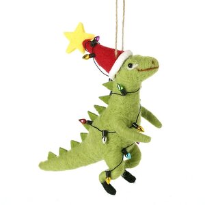 Felt Hanging Dinosaur With Hat And Light