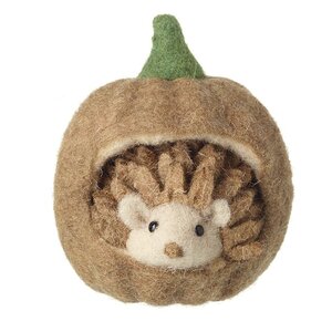 Felt Hedgehog In Pumpkin Decoration