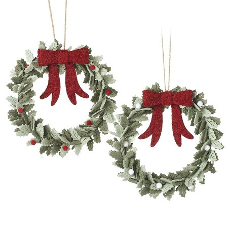 Felt Holly Leaf Wreaths With Red Bow Mix