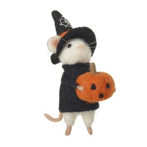 Felt Mouse In Witch Hat Decoration