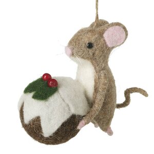 Felt Mouse With Christmas Pudding