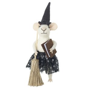 Felt Witch Mouse With Broom