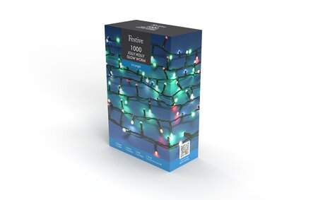 Festive 1000 Holly-Jolly Multi-Colour Glow-Worm Lights