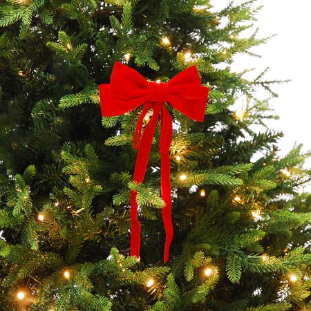 Festive 10cm Red Velvet Long Tail Clip on Bow - image 2