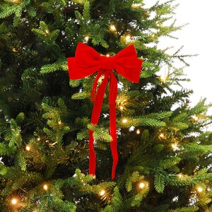 Festive 10cm Red Velvet Long Tail Clip on Bow - image 2