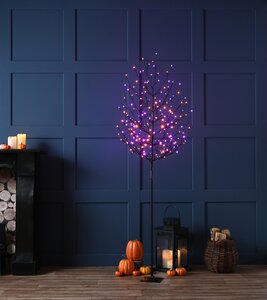 Festive 150cm Fibre Optic Glow-worm Halloween Twig Tree-Purple/Orange - image 2