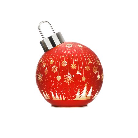 Festive 18cm Battery Operated Glass Ball with Red Snowflake - image 2