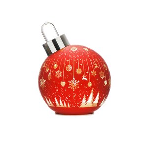 Festive 18cm Battery Operated Glass Ball with Red Snowflake - image 2