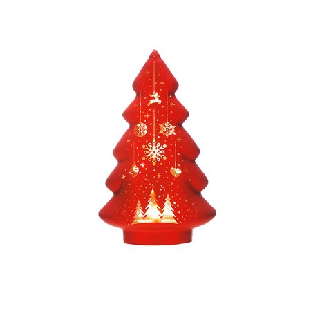 Festive 19cm Battery Operated Glass Tree with Red Snowflake - image 2