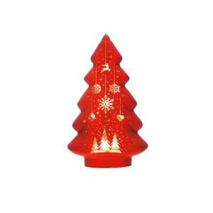 Festive 19cm Battery Operated Glass Tree with Red Snowflake - image 2
