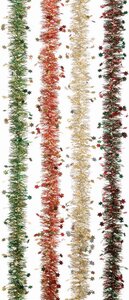 Festive 200cm x 8.5cm 4 asst double die cut star tinsel