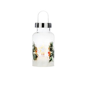 Festive 20cm Battery Operated Lit Glass Berry Jar - Star - image 2