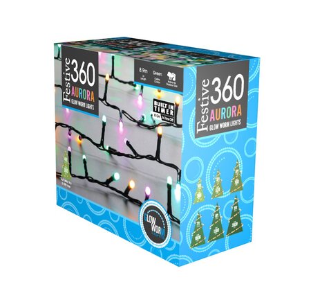 Festive 360 Aurora Multi-Colour Glow-Worm Lights