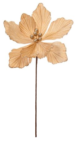Festive 40cm Champagne Gold Velvet Magnolia Stem