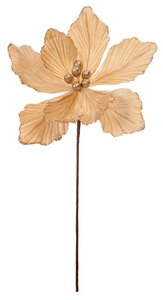 Festive 40cm Champagne Gold Velvet Magnolia Stem