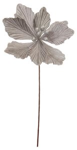 Festive 40cm Silver Velvet Magnolia Stem