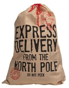 Festive 70cm Express Delivery Hessian Sack