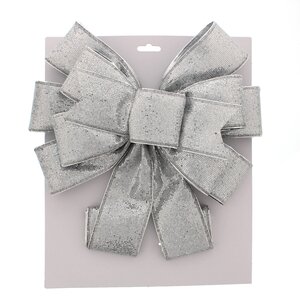 Festive 78cm Silver Glitter Bow Tree Topper