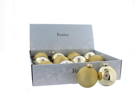 Festive 8cm gold glass balls