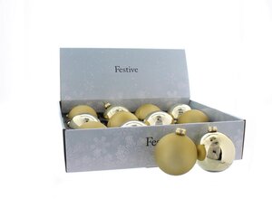 Festive 8cm gold glass balls