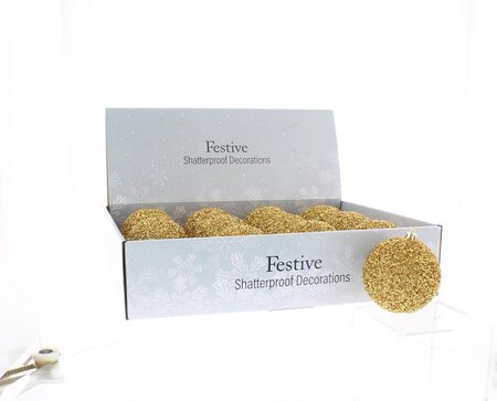 Festive 8cm gold glitter ball