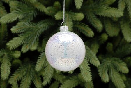 Festive 8cm Iridescent Glitter Glass Ball
