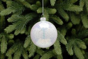 Festive 8cm Iridescent Glitter Glass Ball
