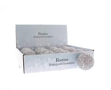 Festive 8cm silver glitter ball