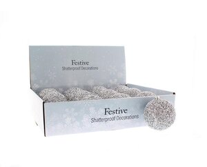 Festive 8cm silver glitter ball