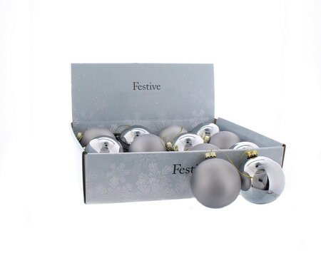 Fetive 8cm Silver Glass Balls