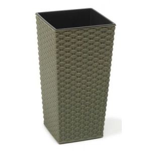 Finesse Eco Rattan Planter Tall Square 19Cm - Forest Green