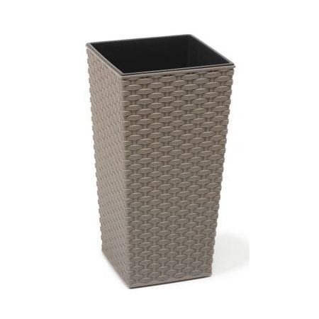 Finesse Eco Rattan Planter Tall Square 19Cm - Grey