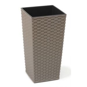 Finesse Eco Rattan Planter Tall Square 19Cm - Grey