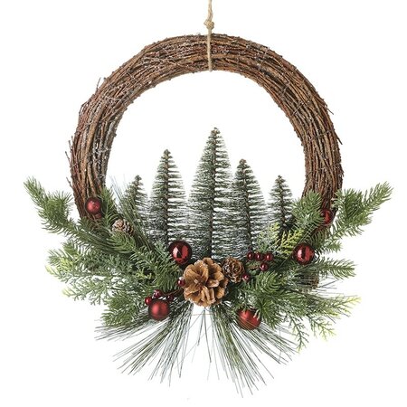 Fir Cone Half Decorated Wreath