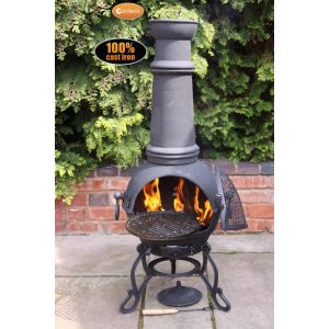 Gardeco Toledo Extra Large (XL) Cast Iron Chimenea in Black - 129cm