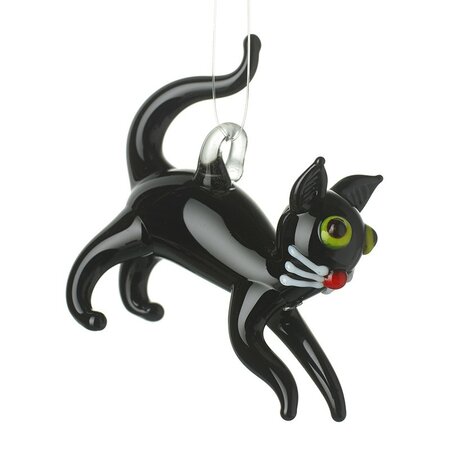 Glass Black Cat Hanging Decoration