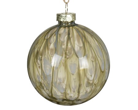 Glass Gold Bauble Swirl Design 10cm (d)