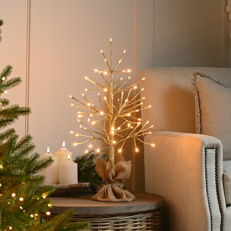 Champagne Twig Tree with Warm White LED 60cm