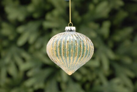 Green/Gold Aged Effect Glass Onion 10cm