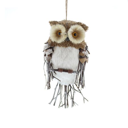 Hanging Bristle Owl with White Faux Fur Chest 25cm